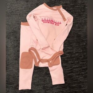 Patagonia Baby Pink Thermal Base Layer Set with Dusty Rose Trim